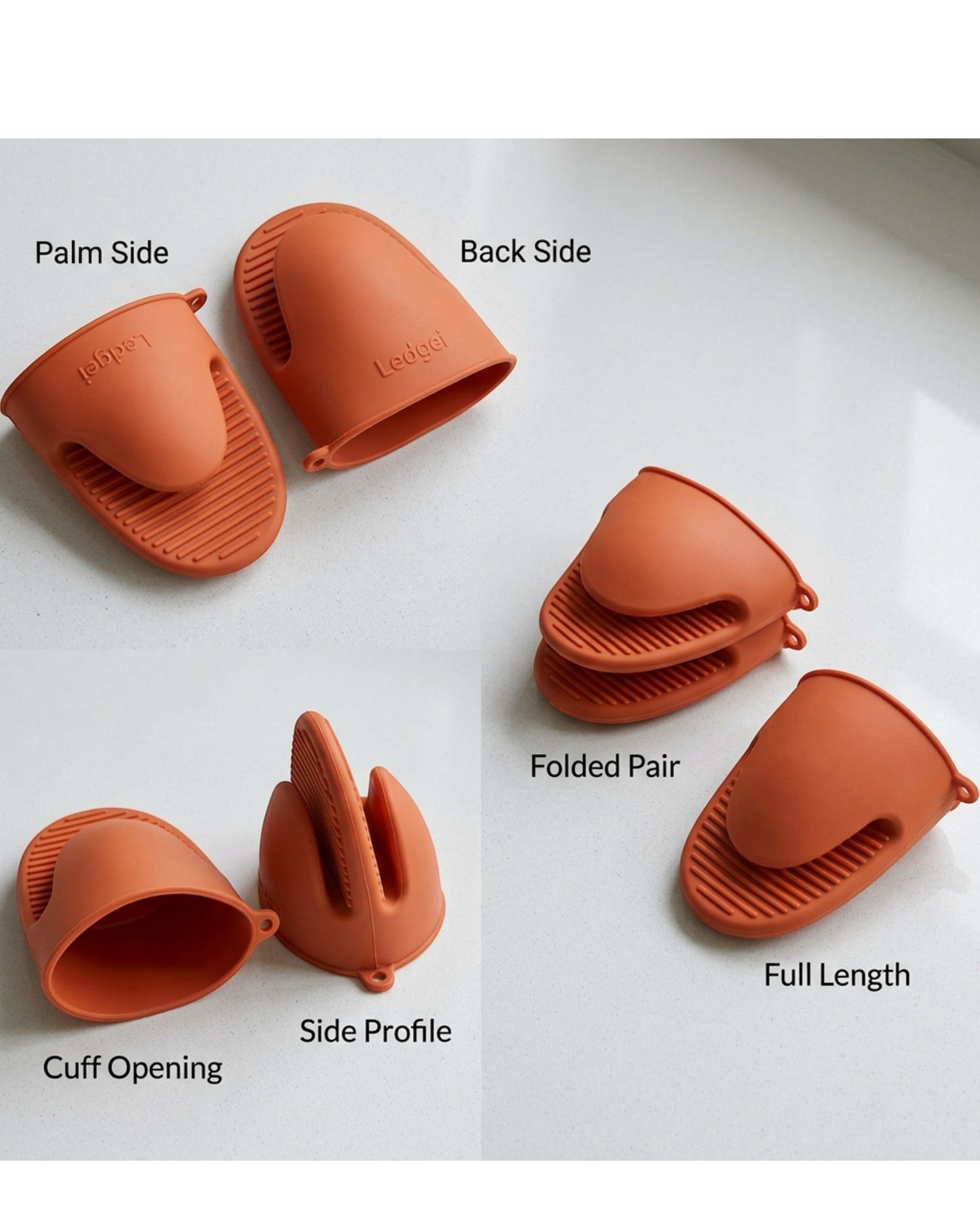 Ledgei Mini Silicone Pinch Mitts Terracotta Pair