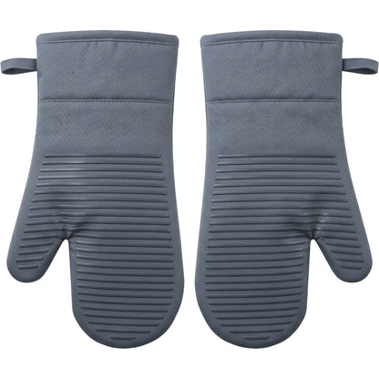 Ledgei Silicone Stripe Oven Mitts Slate 34 cm Pair