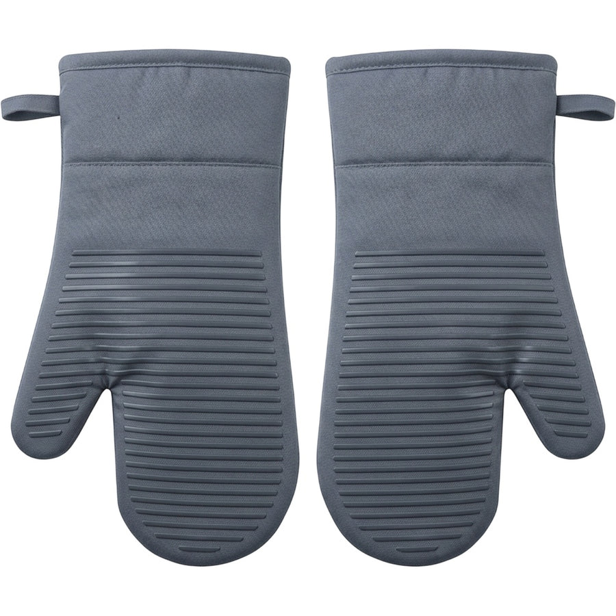 Ledgei Silicone Stripe Oven Mitts Slate 34 cm Pair